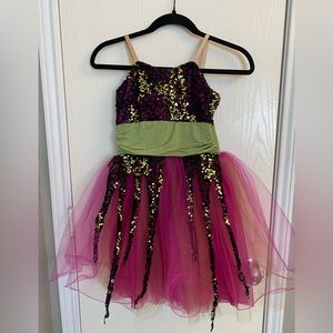Curtain call hot pink lime green sequin tulle costume